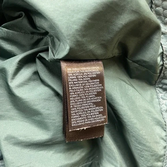 The North Face Jacket Parkina Womens Small Goose Down Long Coat Green Fur Hood - Picture 6 of 13